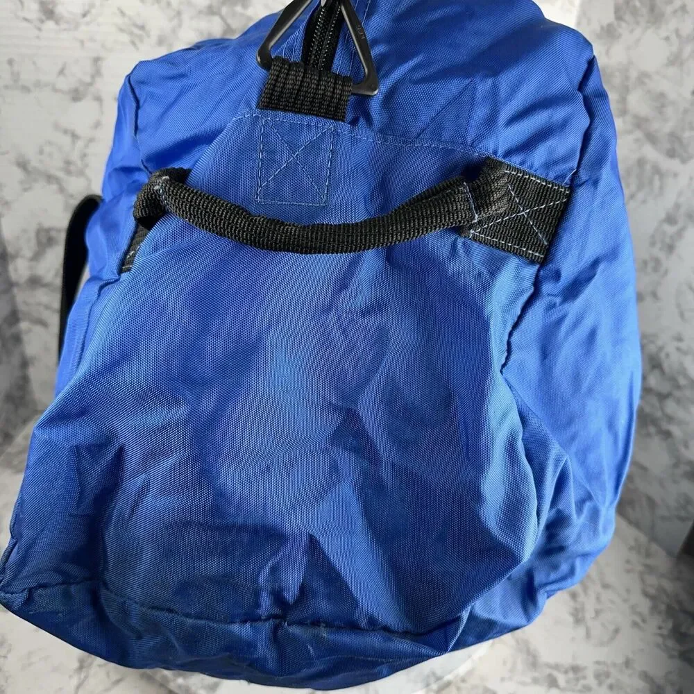 Vintage 80s Nike Gym Duffel Bag Blue Neon Green Nylon Canvas Crossbody Strap